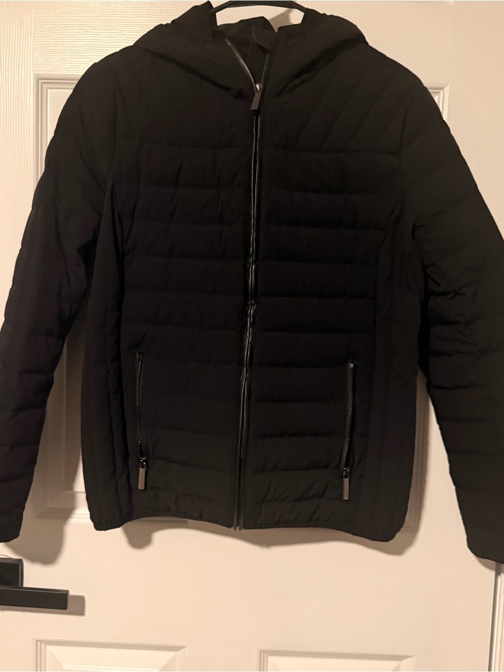 Michael Kors Black Quilted Hooded Bomber Jacket